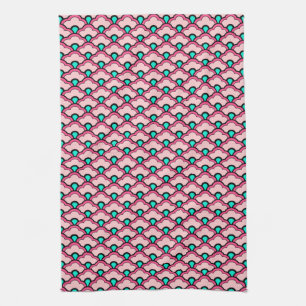 Linge De Cuisine Déco pétoncles chinois, corail rose et turquoise