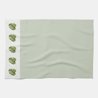 Linge De Cuisine Décor botanique minimaliste en vert sauge Monstera