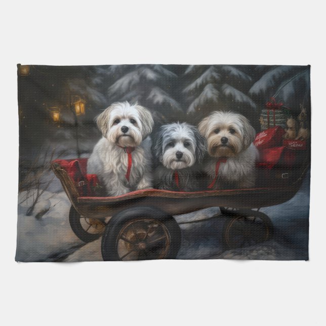 Linge De Cuisine Décor de Noël Havanais Snowy Sleigh (Horizontal)