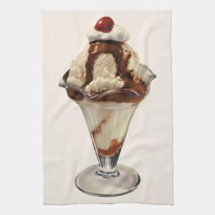 Linge De Cuisine Décors de sundaes de glace au chocolat chaud vinta