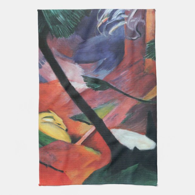Linge De Cuisine Deer in the Forest II par Franz Marc; Reh im Walde (Vertical)