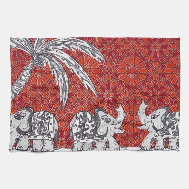 Linge De Cuisine Défilé 3 d'éléphant (Horizontal)
