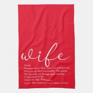 Linge De Cuisine Définition de femme Élégant Script Amour Coeur Rou