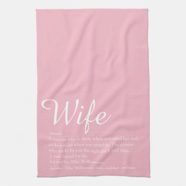 Linge De Cuisine Définition de femme Élégant Script Girly Rose amus (Vertical)