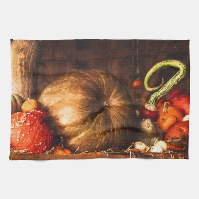 Linge De Cuisine Demeure de vie avec Citrouilles et gourdes Serviet (Horizontal)