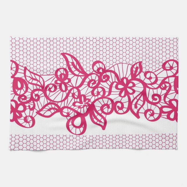Linge De Cuisine Dentelle rouge (Horizontal)