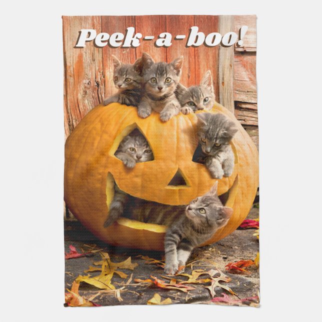 Linge De Cuisine Des chatons à Jack-o-Lantern (Vertical)