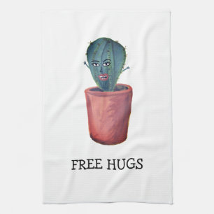 Linge De Cuisine DES HUGS GRATUITS ! Aquarelle de dame cactus fou