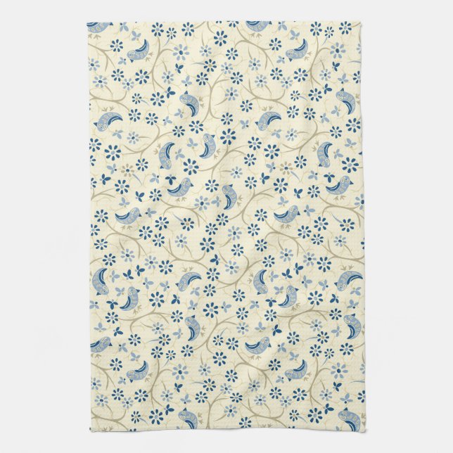 Linge De Cuisine Des petits oiseaux sur des brindilles. rétro, oise (Vertical)