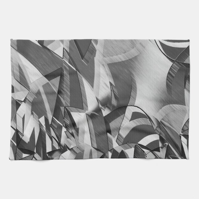 Linge De Cuisine Des rayures grises sur une image noire et percée (Horizontal)