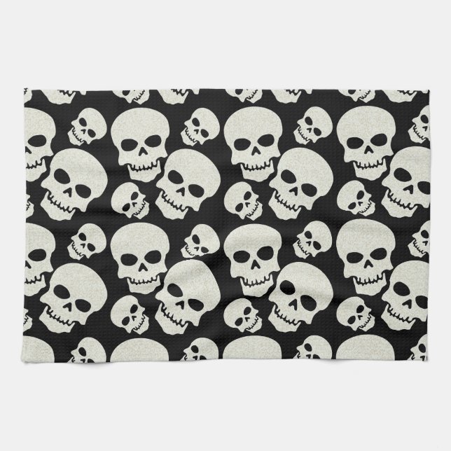 Linge De Cuisine Design crâne noir (Horizontal)