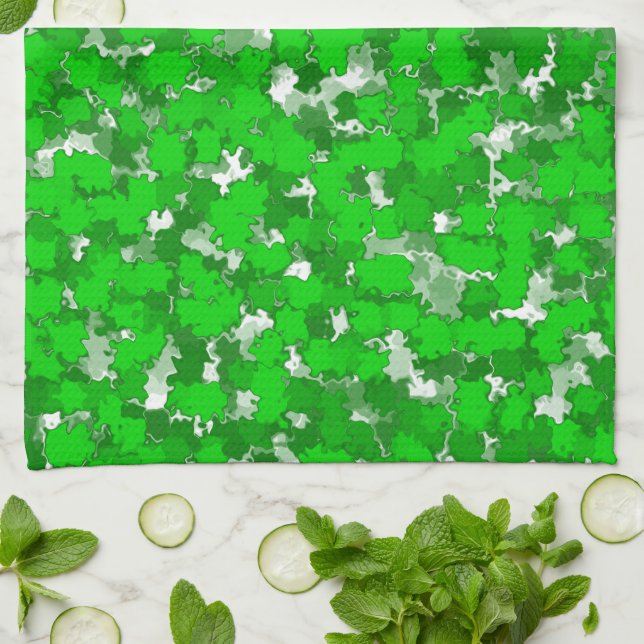 Linge De Cuisine Design d'art Abstrait Foliage vert (Plié)