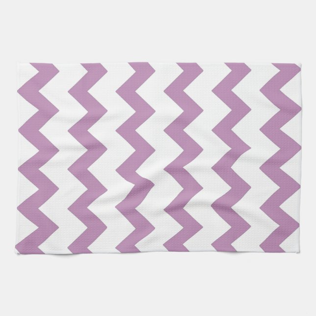 Linge De Cuisine Design de chevrons de zigzag violet et blanc (Horizontal)