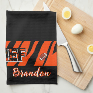 Linge De Cuisine Design de football noir orange rayure de tigre