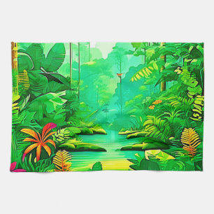 Linge De Cuisine Design forestier exotique