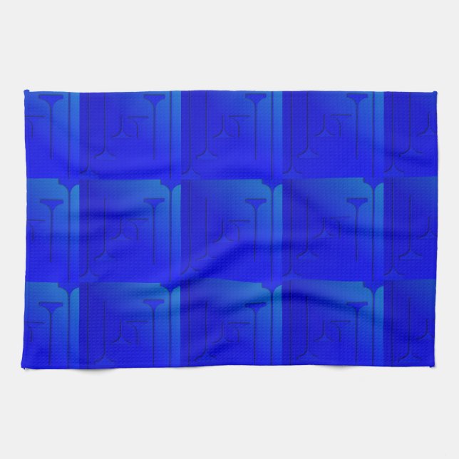 Linge De Cuisine Design géométrique bleu Cobalt (Horizontal)