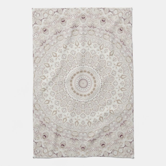 Linge De Cuisine Design Motif en mandala beige et taupe (Vertical)