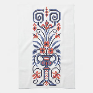 Linge De Cuisine Design original Elégant croix couture fleurie