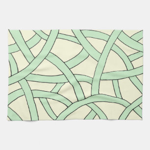 Linge De Cuisine Design rayé Crème verte