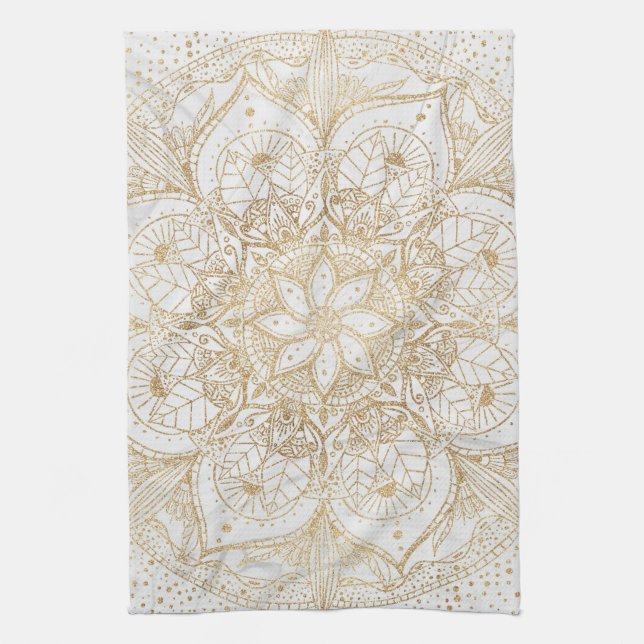Linge De Cuisine Design tendance or floral Mandala Marble (Vertical)