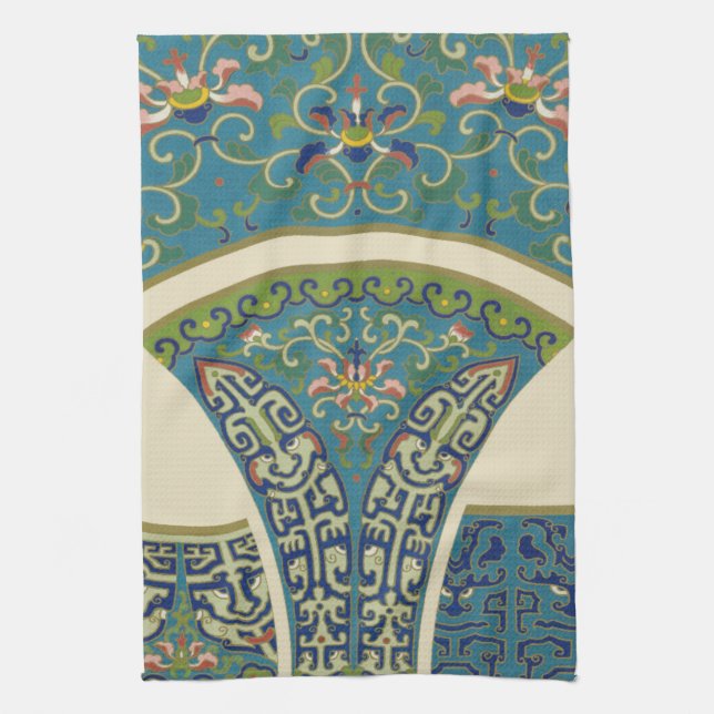 Linge De Cuisine Designs orientaux bleus avec facettes souriantes (Vertical)