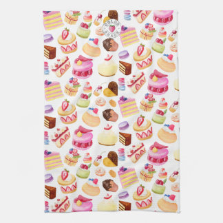 Linge De Cuisine Desserts d'aquarelle et pâtisseries