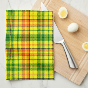 Linge De Cuisine Dessin à carreaux Tartan Orange Vert Jaune