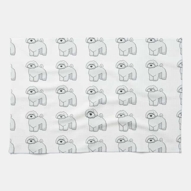 Linge De Cuisine dessin animé de bichon frise (Horizontal)