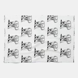 Linge De Cuisine Dessin de ligne d'éléphant noir mignon monogramme