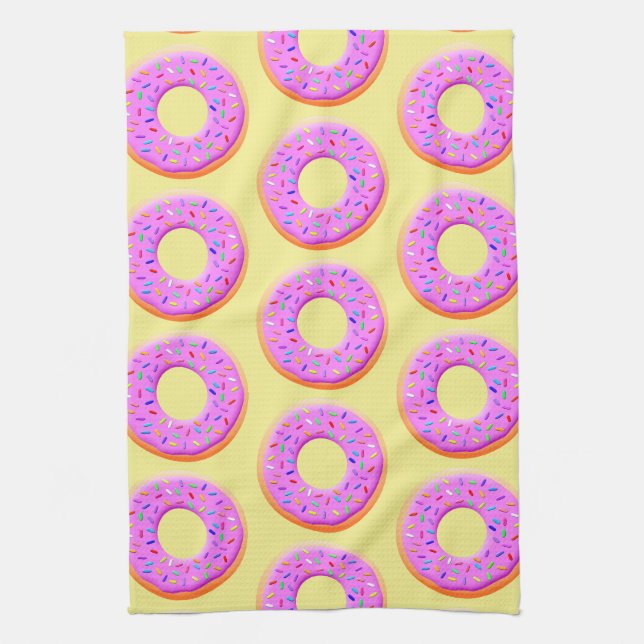 Linge De Cuisine Dessin De Mignonne Donut Avec Des Saupoudrages (Vertical)