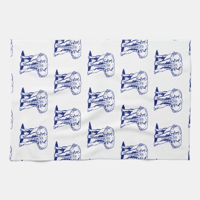 Linge De Cuisine Dessin Monogramme Marine Blue Elephant Line (Horizontal)