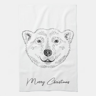 Linge De Cuisine Dessin simple au trait de tête d'ours polaire avec