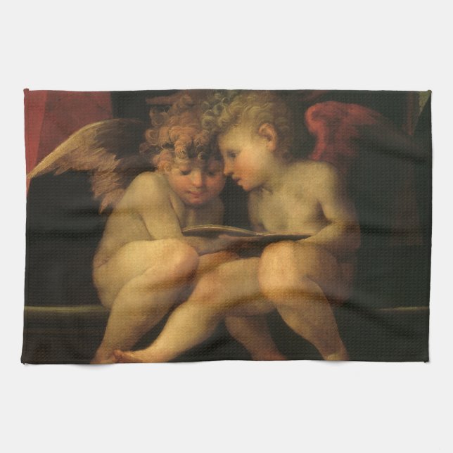Linge De Cuisine Deux Cherubs Lecture par Rosso Fiorentino, Angels (Horizontal)