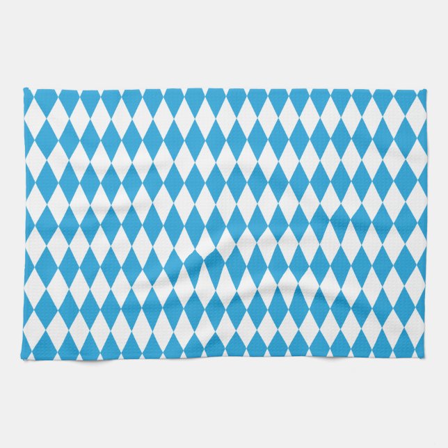 Linge De Cuisine Diagonale de bleu d'Oktoberfest et blanche (Horizontal)