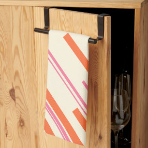 Linge De Cuisine Diagonales - rose, orange et crème