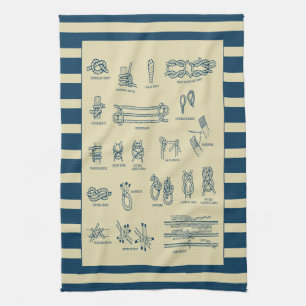 Linge De Cuisine Diagramme vintage des noeuds nautiques avec des