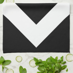 Linge De Cuisine Diamant noir, bordure blanche gras