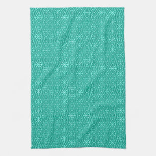 Linge De Cuisine Diamants Damas médiévaux, turquoise et aqua