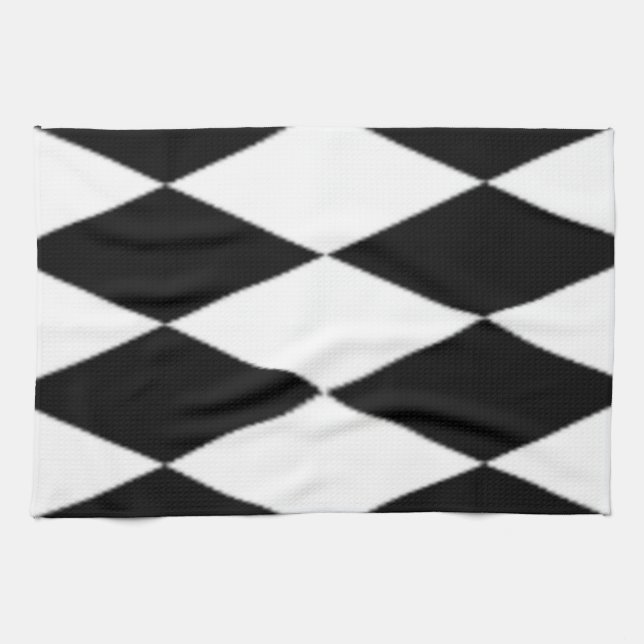 LINGE DE CUISINE DIAMANTS NOIRS ET BLANCS (Horizontal)