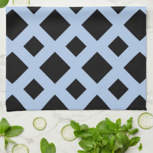 Linge De Cuisine Diamants noirs sur fond bleu clair