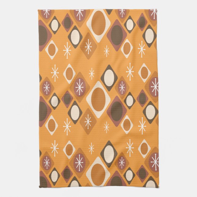 Linge De Cuisine Diamants Ovales Starburts Orange (Vertical)