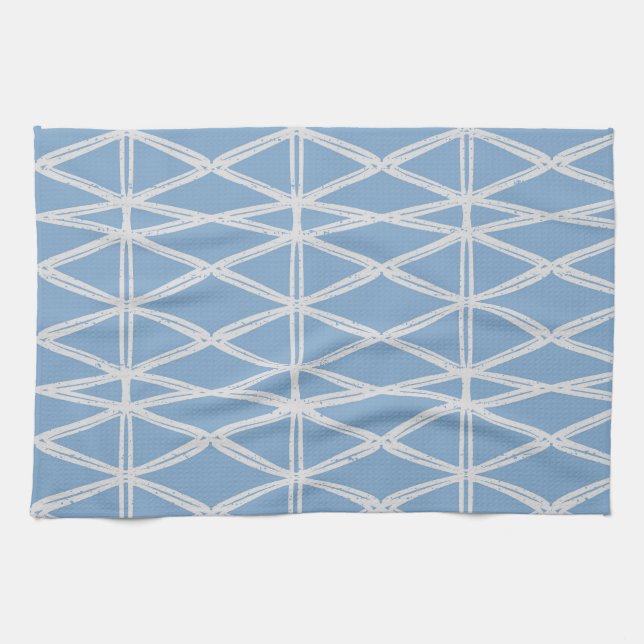 Linge De Cuisine Diamond Lattice contemporary modern triangle blue (Horizontal)