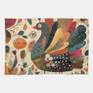 Linge De Cuisine Dinde rétro boho patchwork d'automne