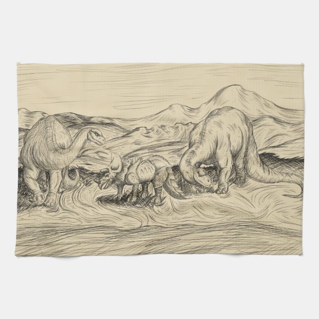 Linge De Cuisine Dinosaures classiques (Horizontal)