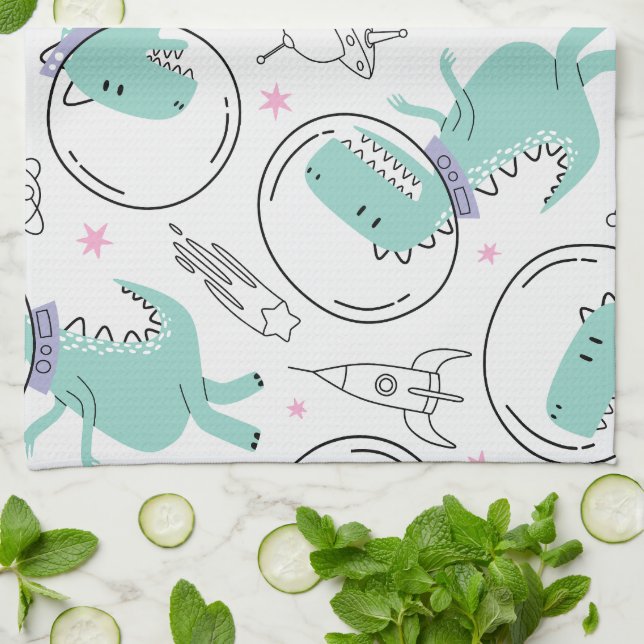 Linge De Cuisine Dinosaures de l'espace, Dinosaures mignons, Navire (Plié)