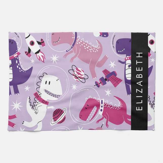 Linge De Cuisine Dinosaures Spatiaux, Dinosaures Mignons, Étoiles,  (Horizontal)
