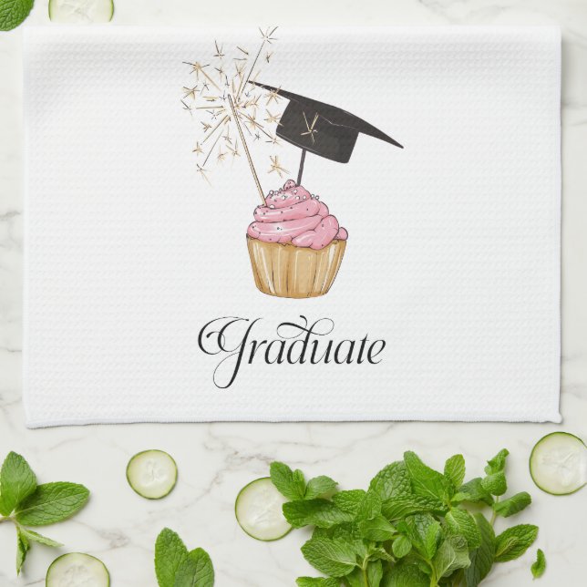 Linge De Cuisine Diplômé de la Cupcake rose (Plié)