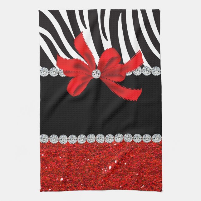 Linge De Cuisine Diva de diamant (parties scintillantes rouges) (Vertical)