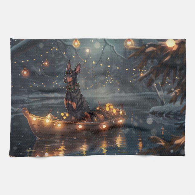 Linge De Cuisine Doberman Christmas Festive Voyage (Horizontal)