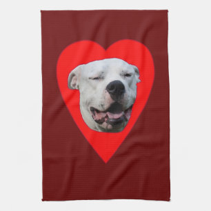 Linge De Cuisine Dogo Argentino souriant